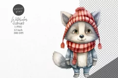 Christmas clipart, Wolf clipart, Winter clipart Product Image 1