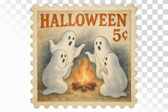 Halloween Ghosts Campfire Stamp PNG Product Image 1