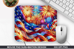 Fireworks Mouse Pad Sublimation, 4th Of July Mouse Pad PNG Product Image 1