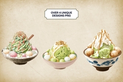 Matcha Shaved Ice Dessert Clipart Bundle 4 PNG Product Image 2