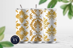 Gold Retro Floral Block Print | Geometric Floral Pattern Product Image 2
