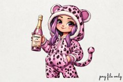 Pink leopard girl for Happy Clipart PNG Product Image 1