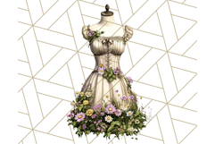 Couture Floral Dress Form PNG Clipart, Vintage Style Flowers Product Image 5