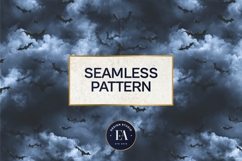 Bats Night Sky Pattern, Dark Gothic Bat Seamless Paper Product Image 3