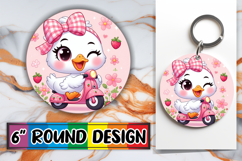 Sweet Circle Car Coaster Design, Cute Goose Product Image 1