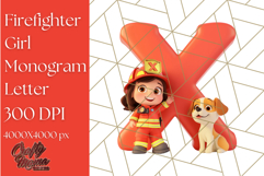Firefighter Girl Letter X Clipart | Firewoman Alphabet PNG Product Image 1