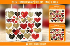 3D Cute Heart Tumbler Wrap Designs, Sublimation Wrap Product Image 1