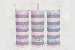 Pink Grey Stripe glitter 20 oz tumbler sublimation design Product Image 1