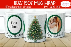 Christmas photo mug template PNG Sublimation, Happy Holidays Product Image 1