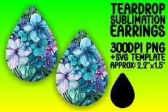 Teardrop Earring Sublimation - Vibrant Floral Design Product Image 1