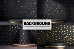Black Gold Heart Pattern Podium Background Product Image 1