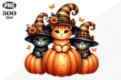 Halloween Cat And Pumpkin Sublimation - Clipart PNG Design Product Image 1