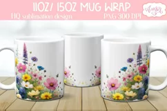 Watercolor wildflowers Garden Mug Wrap for Sublimation Product Image 2