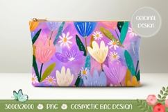 Colorful Tulips Cosmetic Bag PNG, Abstract Cosmetic Bag Product Image 1