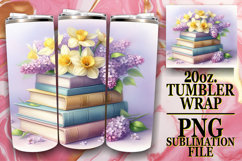 Happy memories 20oz tumbler wrap, Book and flower Product Image 1