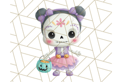 Kawaii Halloween Clipart Cute Kids and Candy Elements Png Product Image 5