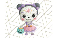 Kawaii Halloween Clipart Cute Kids and Candy Elements Png Product Image 5