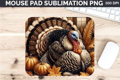 Watercolor Turkey Mouse Pad Sublimation - Thanksgiving PNG Product Image 1