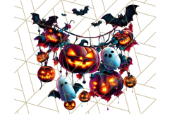 Bright Halloween Dinosaur PNG Clipart with Holiday Elements Product Image 5