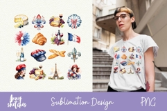 French Sublimation Design | Paris Watercolor Clipart PNG Product Image 1
