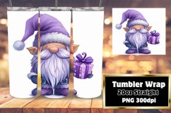 Gnome Winter Tumbler Wrap Sublimation 20oz Watercolor Product Image 1