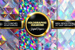 Holographic Diamond Digital Papers - 04 variations Product Image 1