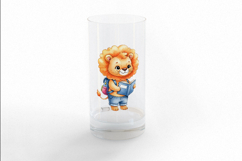 Cute Lion Cub with Backpack Reading a Book Watercolor PNG Product Image 3