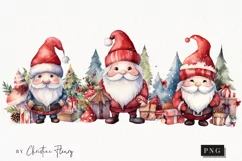 Watercolor Christmas Gnomes Clipart | Watercolor Christmas Product Image 1