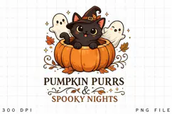 Pumpkin Purrs and Spooky Nights Halloween Cat Sublimation Product Image 3