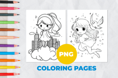 Cute girl with a magical bird Coloring Pages | Coloring book Product Image 1