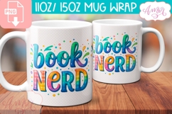 Book nerd mug wrap sublimation PNG, Book lover coffee mug Product Image 2