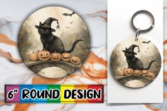 Black Cat Halloween Round Design for Sublimation Keychain Product Image 1