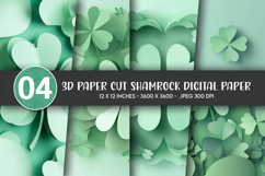 3D Paper Cut Shamrock Digital Paper Product Image 1