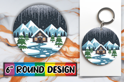Joyful Round Keychain Magic PNG, Winter Product Image 1