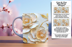 Sublime 11oz Mug Wrap Png Template , 3D Flower Product Image 1