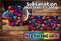 Captivating Hearts: Watercolor Mug Wrap Design Product Image 1