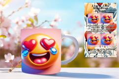 Trendy 11oz Mug Wrap Png Design , 3D Emoji Product Image 1