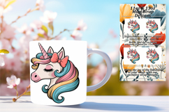 Bold 15oz Mug Wrap Png Design , Unicorn Product Image 1