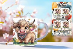 Fresh 15oz Mug Wrap Png Design , Cute Cow Product Image 1