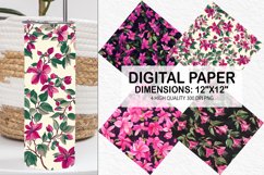 Fuchsia Flowers Pattern Digital Paper- Flowers Background Product Image 1