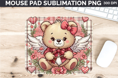 Watercolor Bear Mouse Pad Sublimation - Valentines PNG Product Image 1