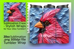 Sublimation Cardinal Bird: 3D Inflated Puff Tumbler Wrap Product Image 1
