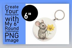Watercolor Mouse and Floral Round Design PNG Product Image 1