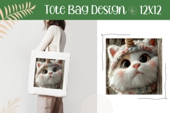 Summer Illustration, 3D Cat Tote Bag Design, Cat PNG Product Image 1