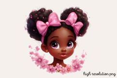 Cute Black Girl with Flower Clipart Bundle PNG Product Image 12