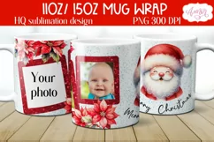 Christmas photo mug wrap PNG Sublimation, Santa mug png Product Image 2