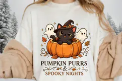 Pumpkin Purrs and Spooky Nights Halloween Cat Sublimation Product Image 2