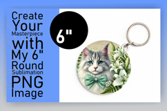 Artistic Keychain Circle Design Template , Cute Cat Product Image 1