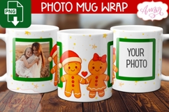 BUNDLE Christmas photo mug wrap PNG, Cute gingerbread man Product Image 6