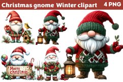 Christmas gnome Winter clipart PNG Product Image 1